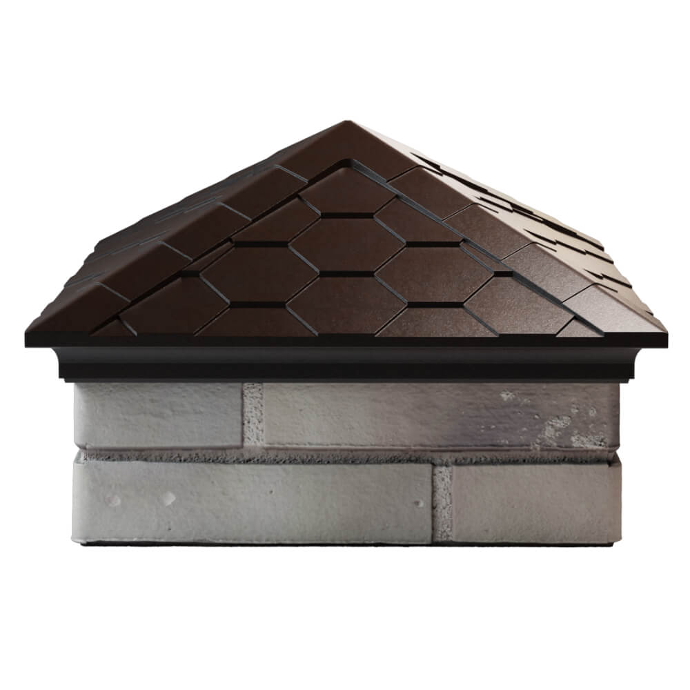 Колпак Zking Эверест Коричневый на столб 1.5х1.5 кирпича (390х390мм) Южно-Сахалинск фото