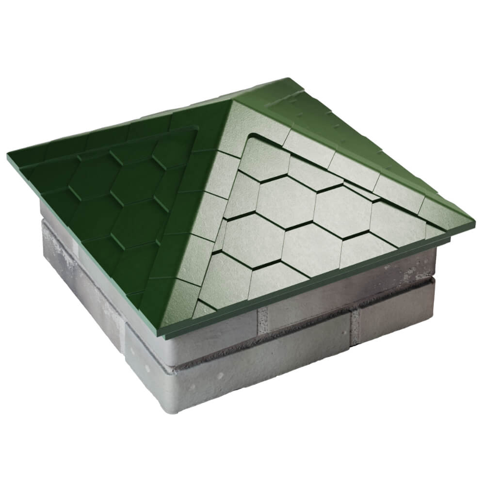 Колпак Zking Эверест Зеленый на столб 1.5х1.5 кирпича (390х390мм) в Южно-Сахалинске фото