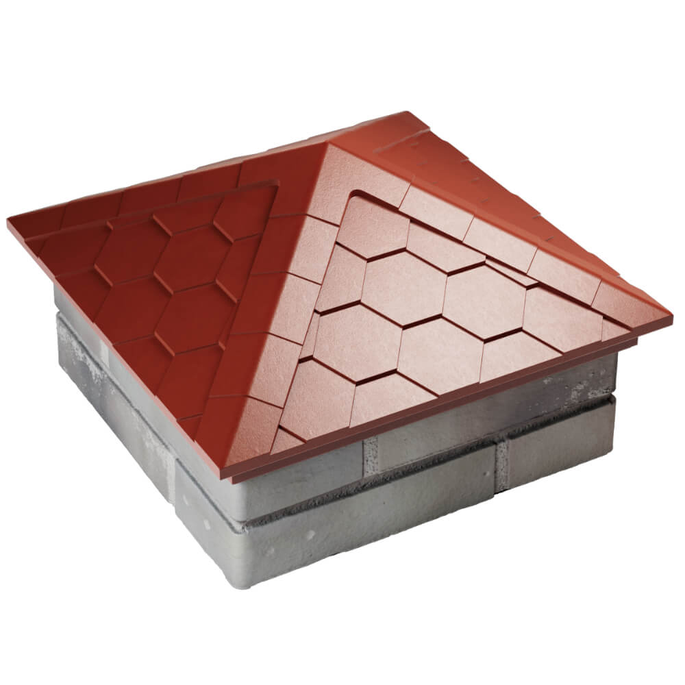 Колпак Zking Эверест Красный на столб 1.5х1.5 кирпича (390х390мм) в Южно-Сахалинске фото