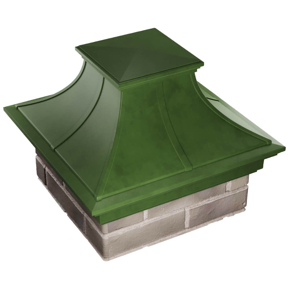 Колпак Zking Монблан Премиум Зеленый на столб 1.5х1.5 кирпича (385х385мм) в Южно-Сахалинске фото