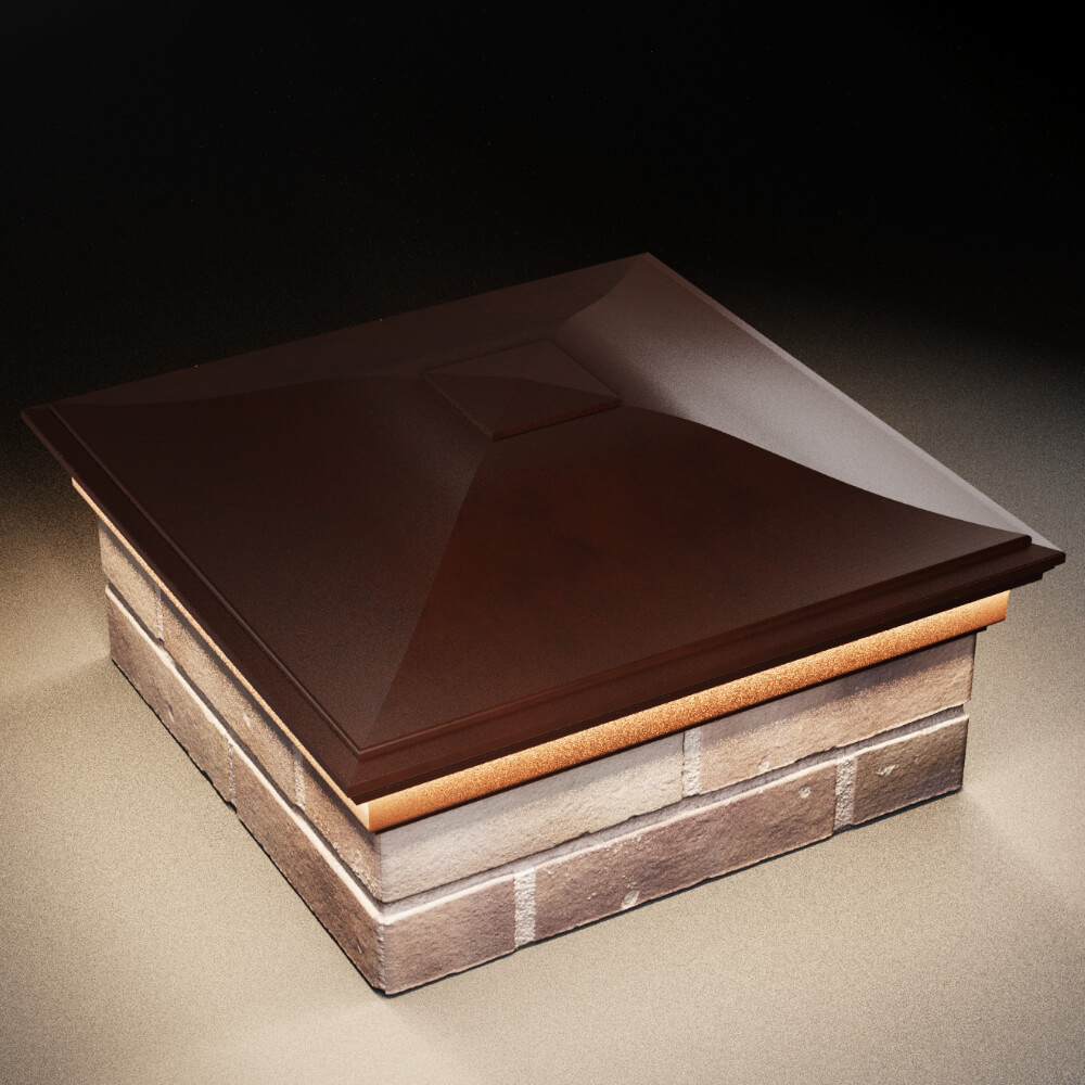 Колпак Zking Монблан Коричневый на столб 2х2 кирпича (515х515мм) c подсветкой в Южно-Сахалинске фото