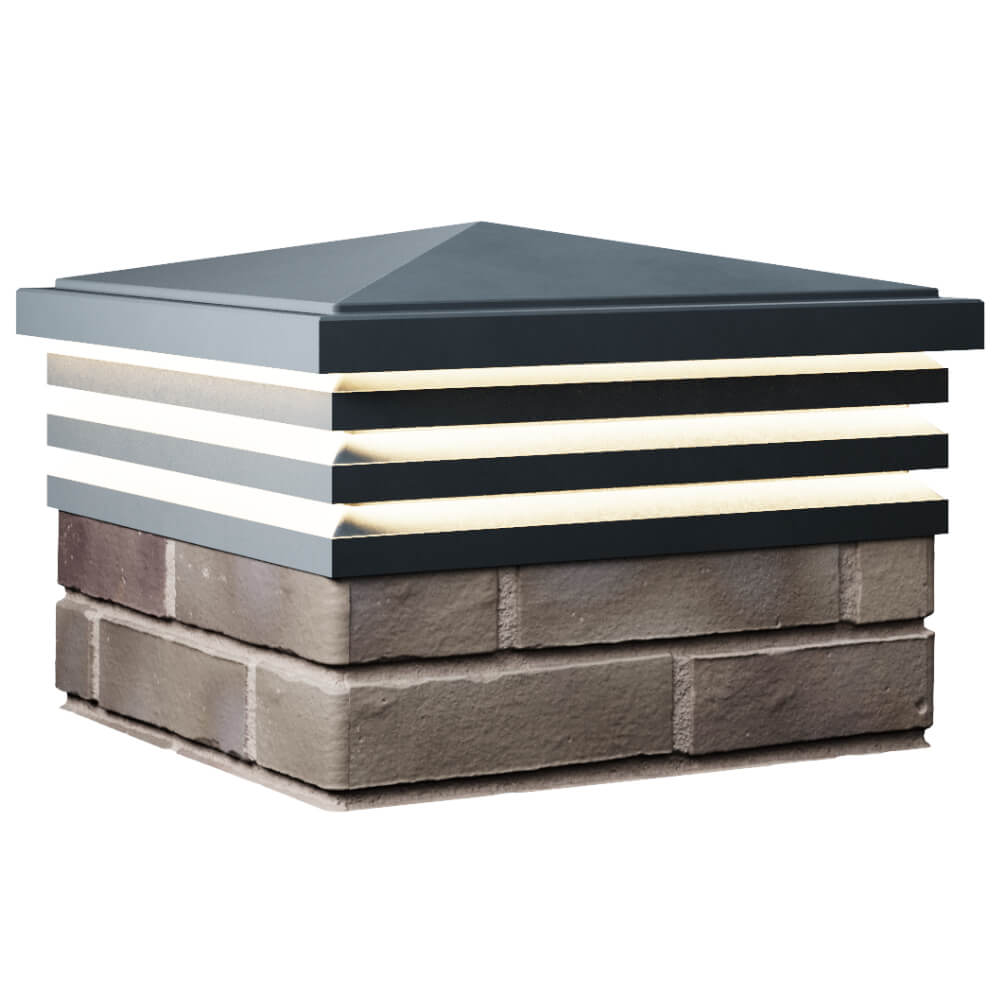 Колпак Zking Бона ХайТек Серый на столб 1.5х1.5 кирпича (385х385мм) с подсветкой в Южно-Сахалинске фото