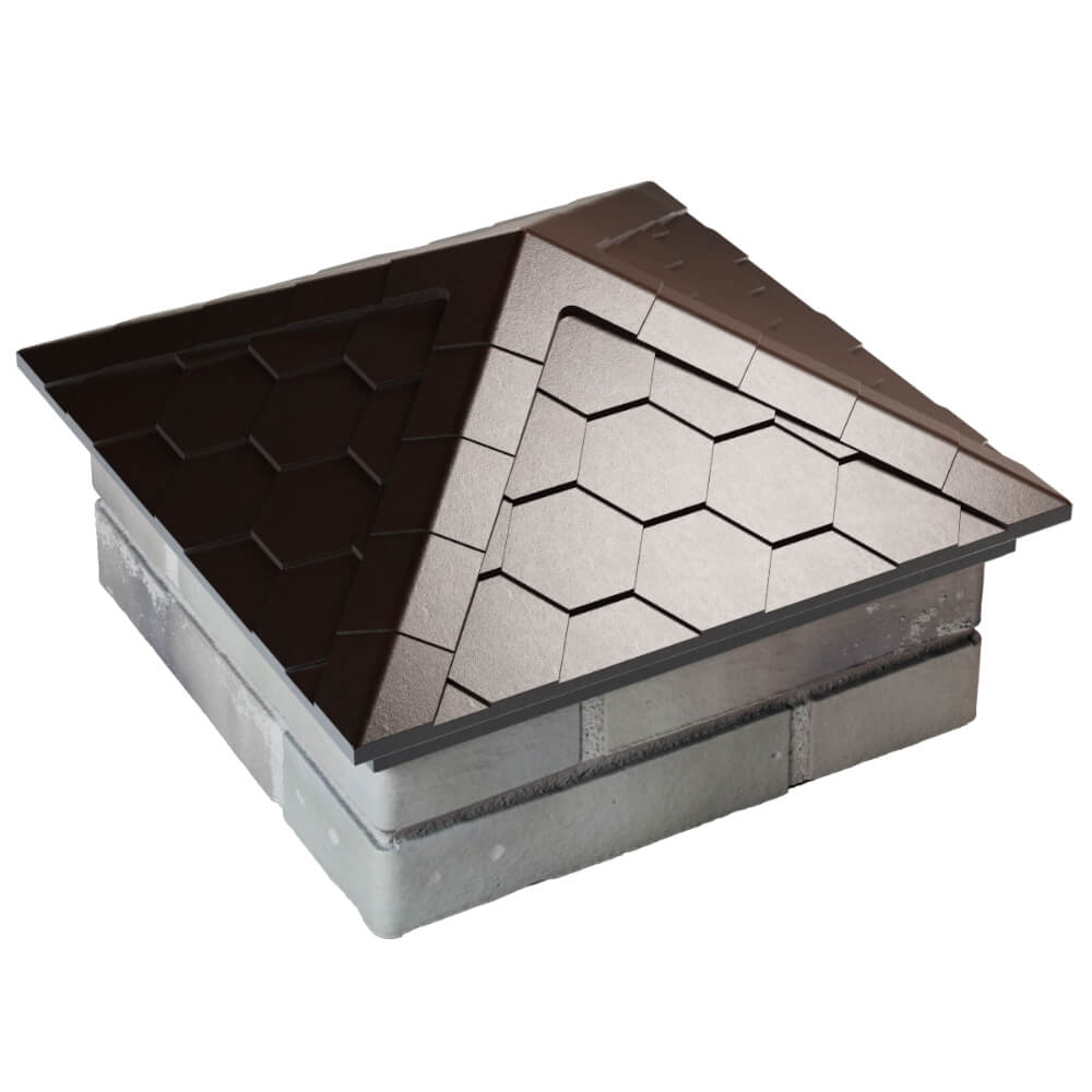 Колпак Zking Эверест Коричневый на столб 1.5х1.5 кирпича (390х390мм) в Южно-Сахалинске фото