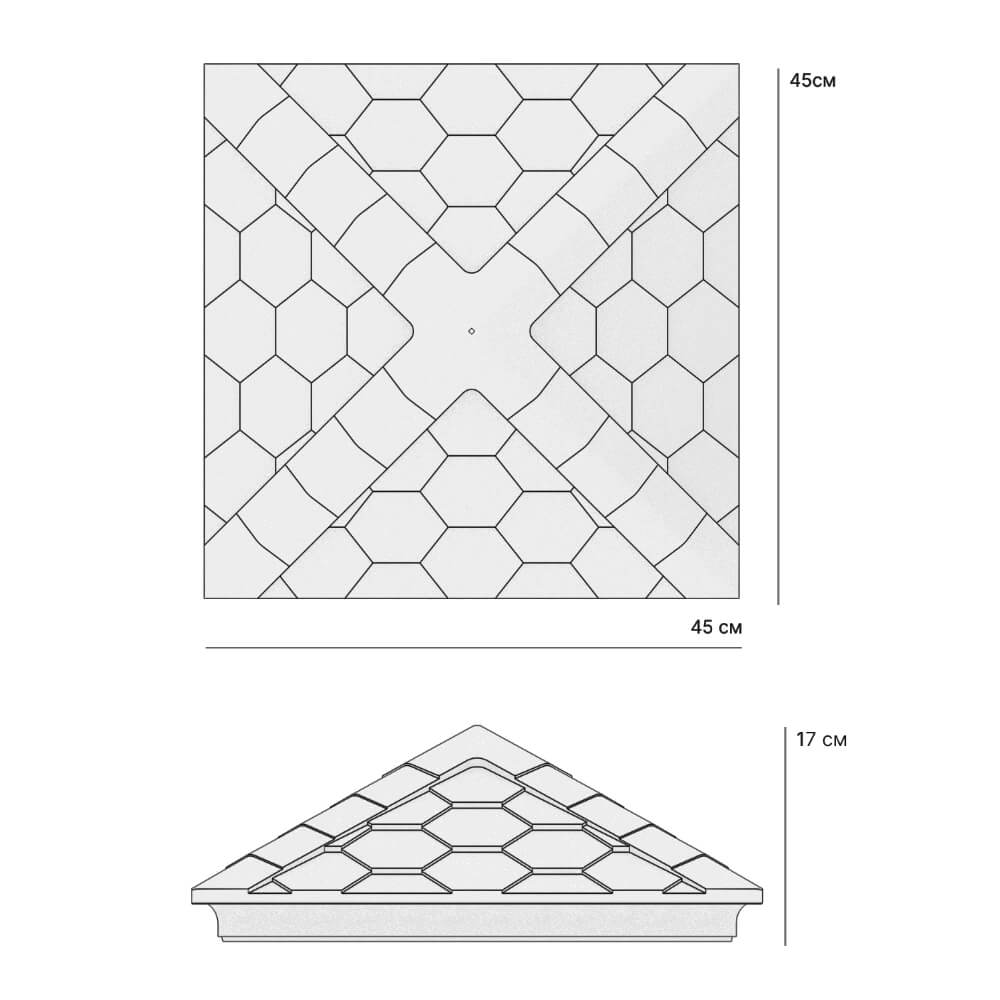 Колпак Zking Эверест Серый на столб 1.5х1.5 кирпича (390х390мм) в Южно-Сахалинске фото