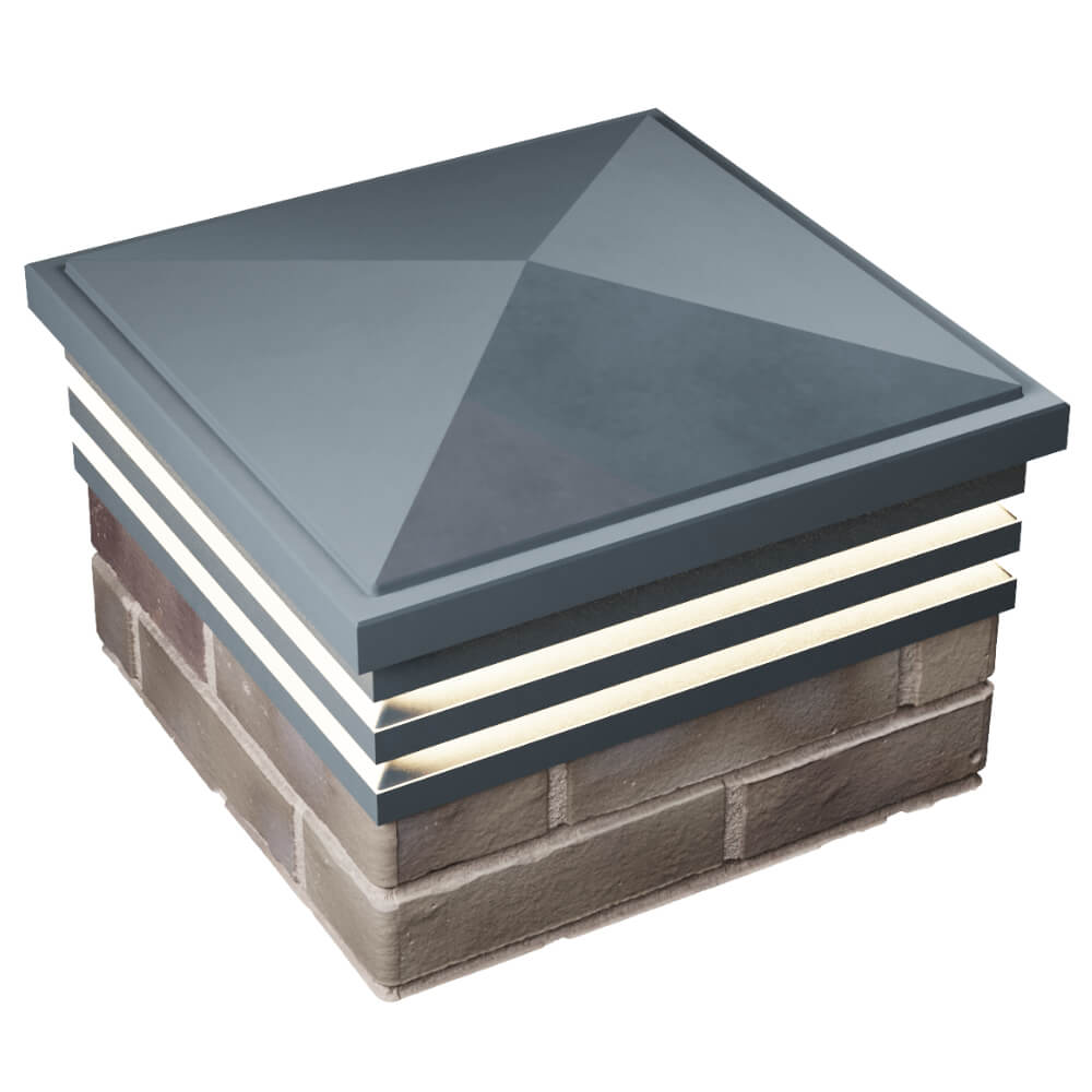 Колпак Zking Бона ХайТек Серый на столб 1.5х1.5 кирпича (385х385мм) с подсветкой в Южно-Сахалинске фото