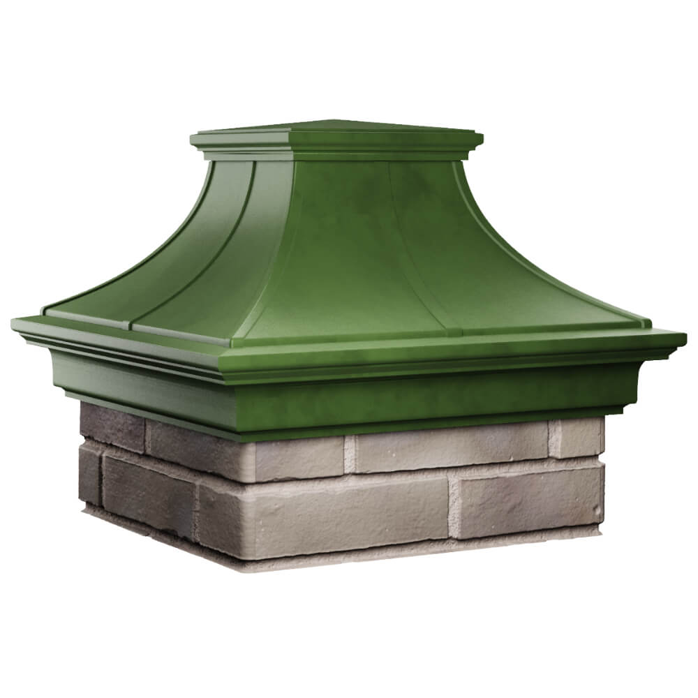 Колпак Zking Монблан Премиум Зеленый на столб 1.5х1.5 кирпича (385х385мм) в Южно-Сахалинске фото