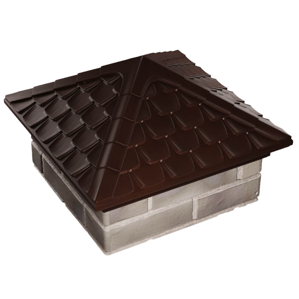 Колпак Zking Эльбрус Коричневый на столб 1.5х1.5 кирпича (385х385мм) в Южно-Сахалинске фото