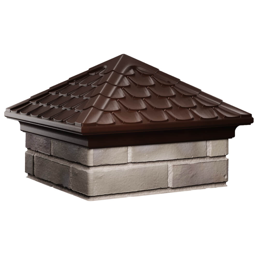 Колпак Zking Эльбрус Коричневый на столб 1.5х1.5 кирпича (385х385мм) в Южно-Сахалинске фото