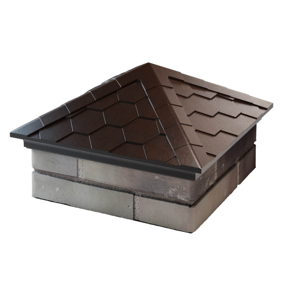 Колпак Zking Эверест Коричневый на столб 1.5х1.5 кирпича (390х390мм) в Южно-Сахалинске фото